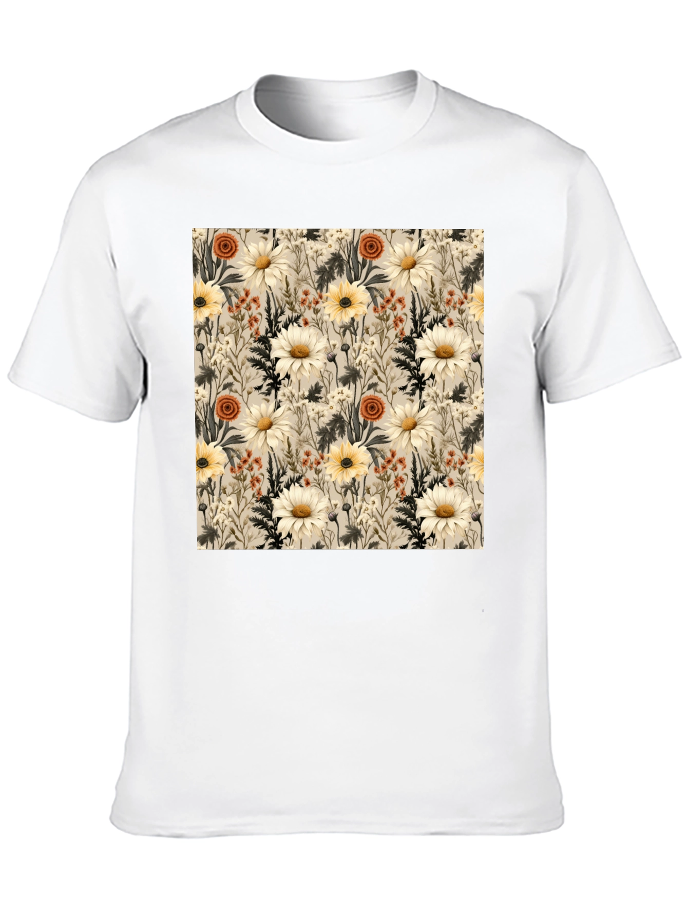 Floral Pattern Graphic Tee - Unique Botanical Design