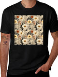 Floral Pattern Graphic Tee - Unique Botanical Design
