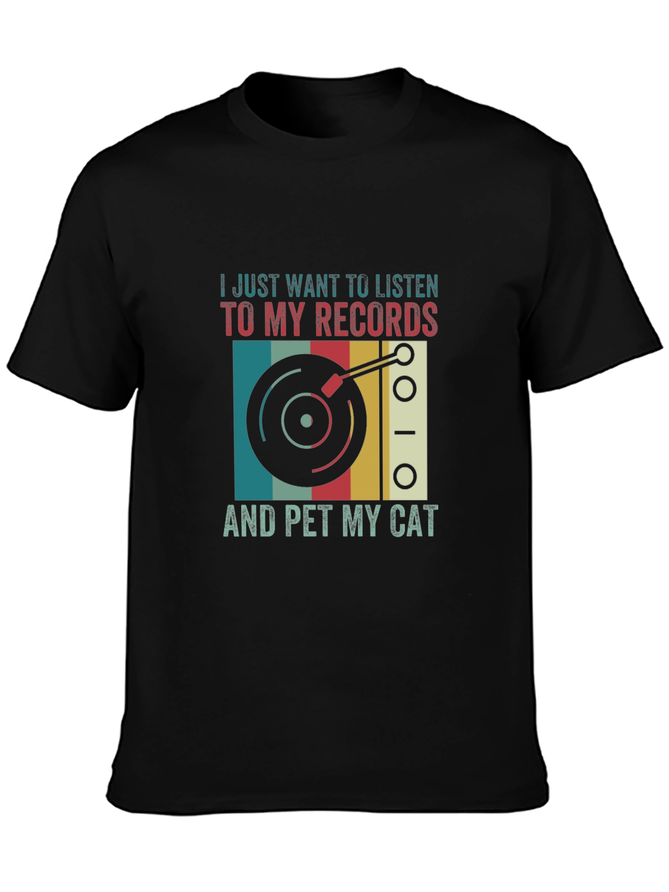 Retro Record & Cat T-Shirt: Listen & Relax!