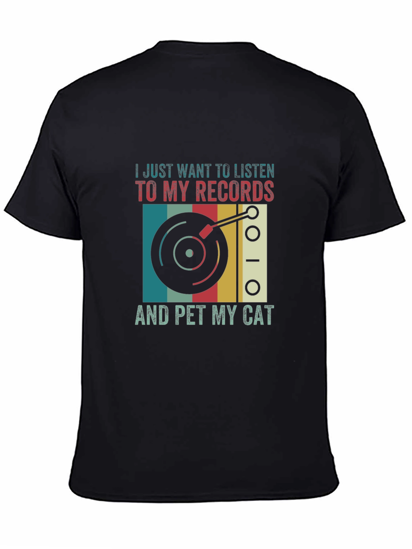 Retro Record & Cat T-Shirt: Listen & Relax!