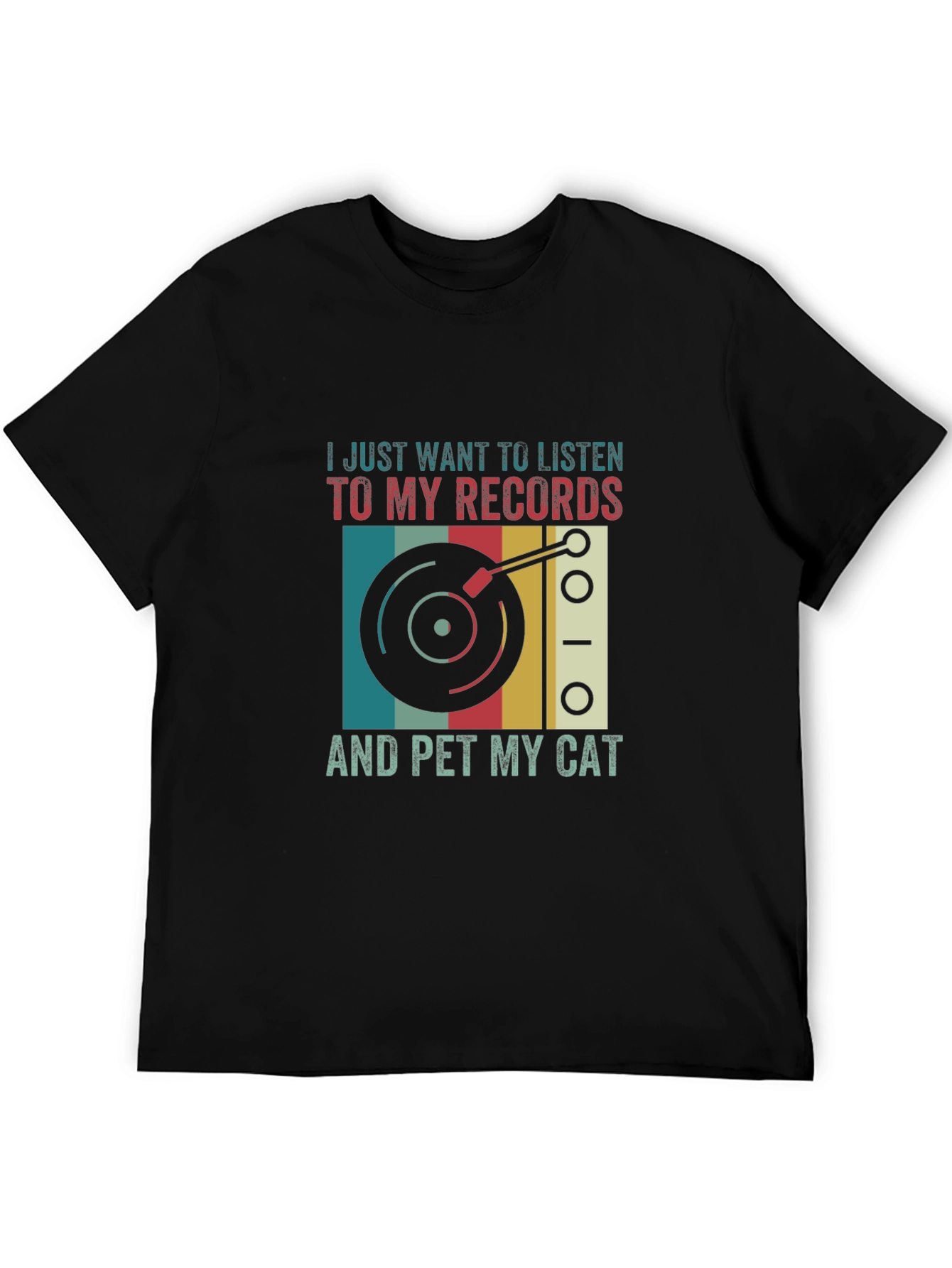 Retro Record & Cat T-Shirt: Listen & Relax!