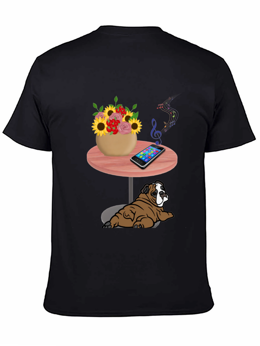 Music Loving Bulldog Graphic Tee