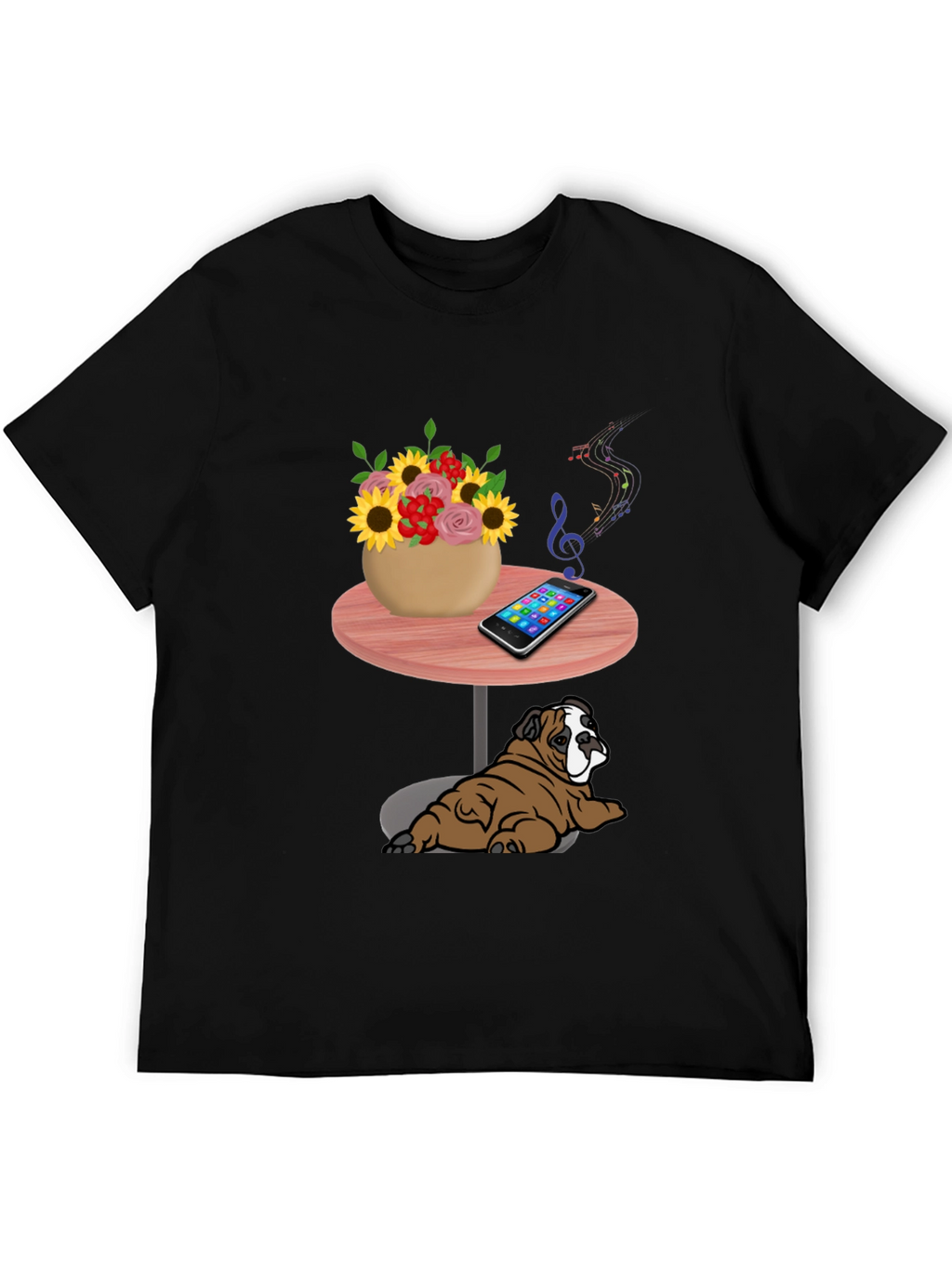 Music Loving Bulldog Graphic Tee