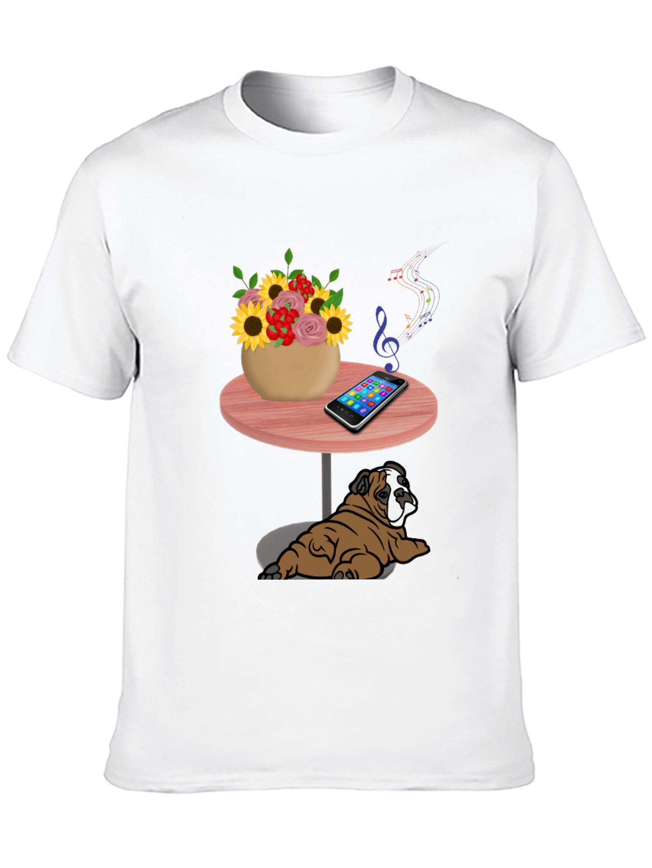 Music Loving Bulldog Graphic Tee