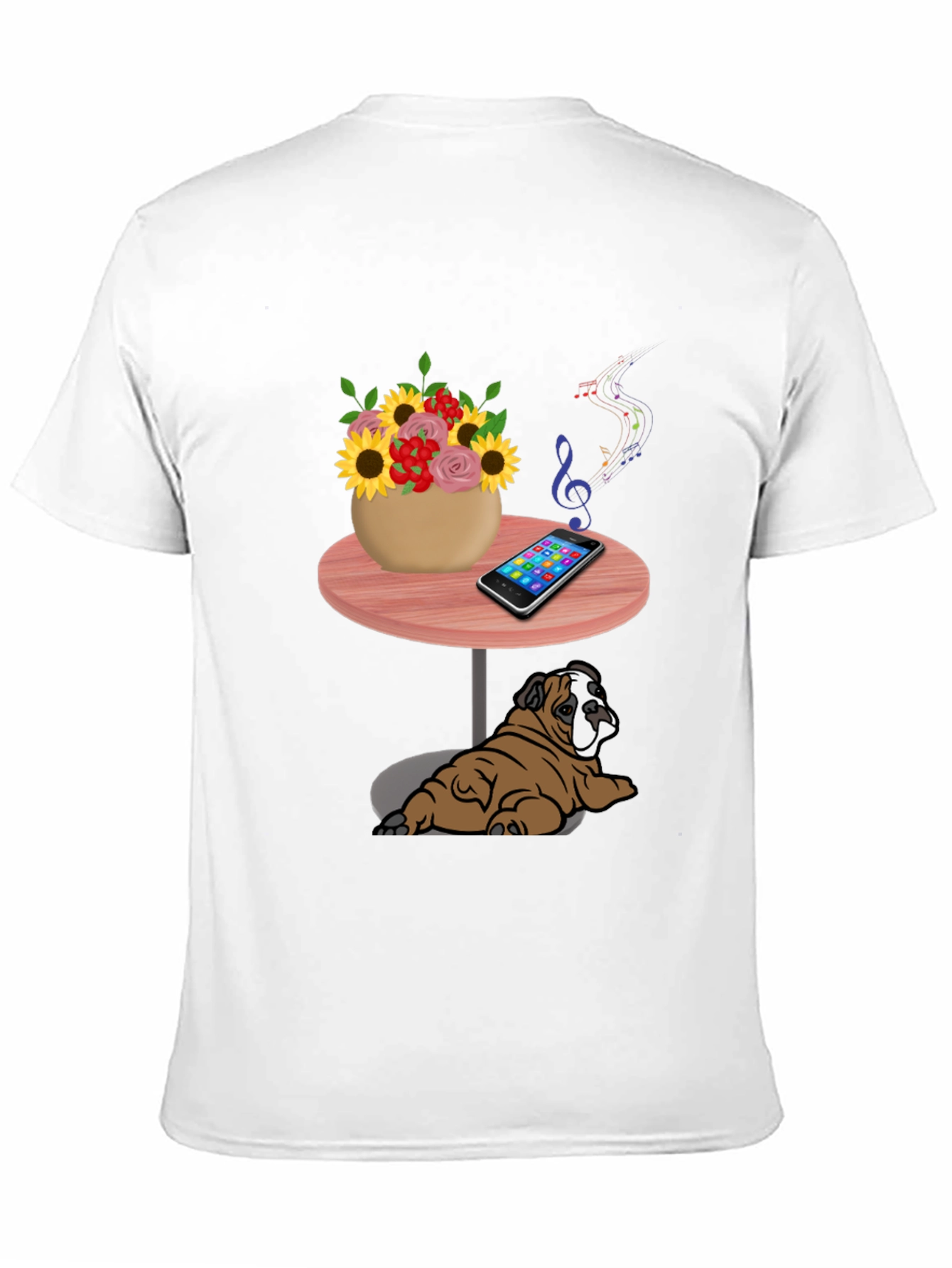 Music Loving Bulldog Graphic Tee