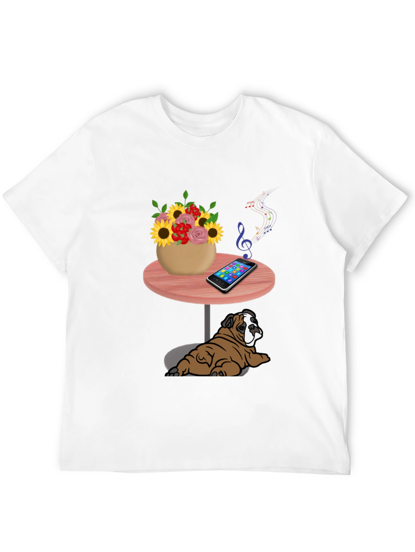 Music Loving Bulldog Graphic Tee
