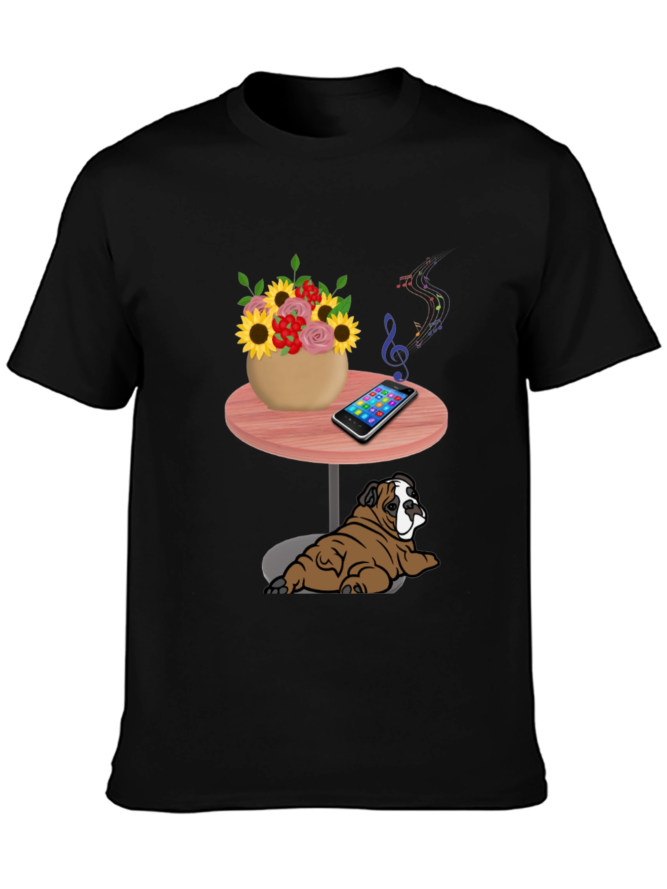 Music Loving Bulldog Graphic Tee