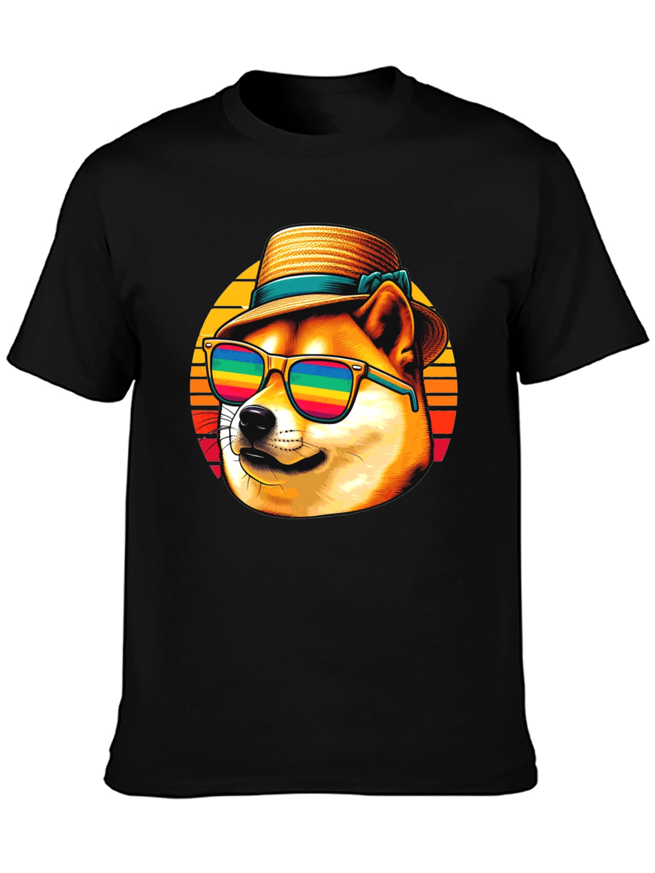 Doge Summer Vibes T-Shirt - Cool Dog with Rainbow Shades