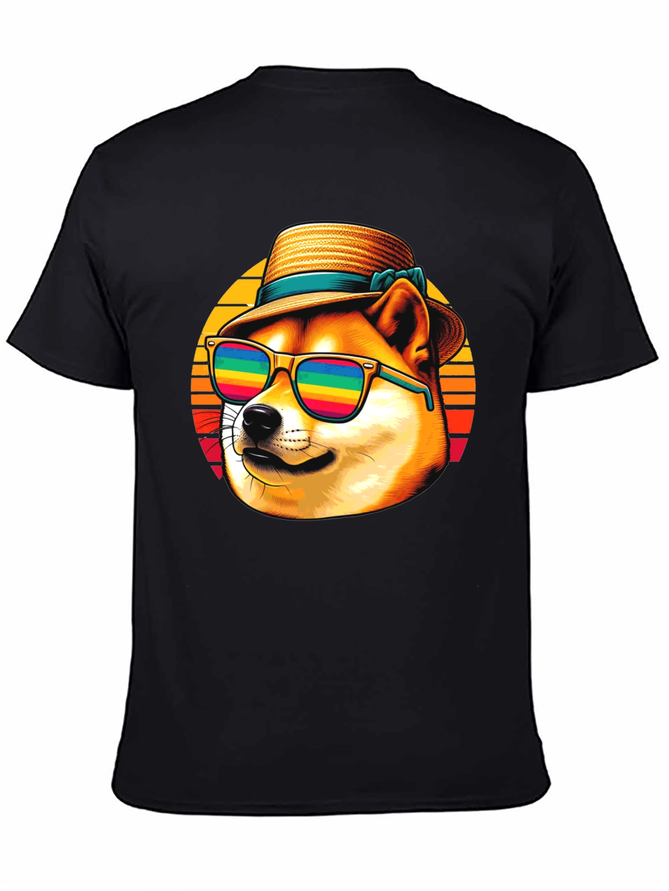 Doge Summer Vibes T-Shirt - Cool Dog with Rainbow Shades