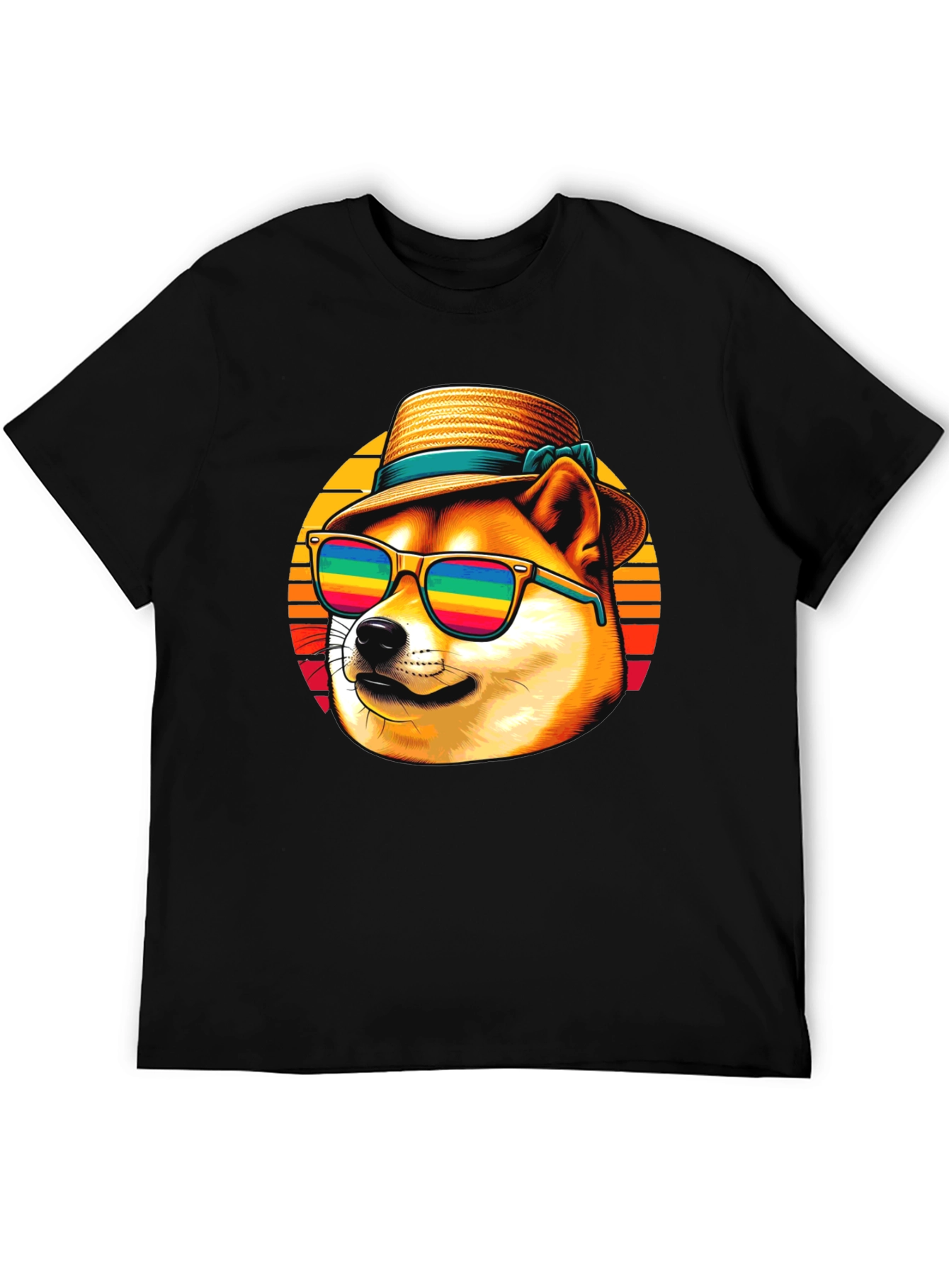 Doge Summer Vibes T-Shirt - Cool Dog with Rainbow Shades