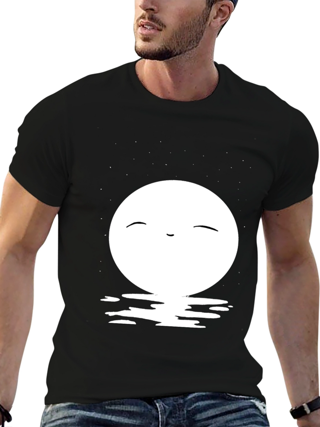 Black T-Shirt with Moon Design