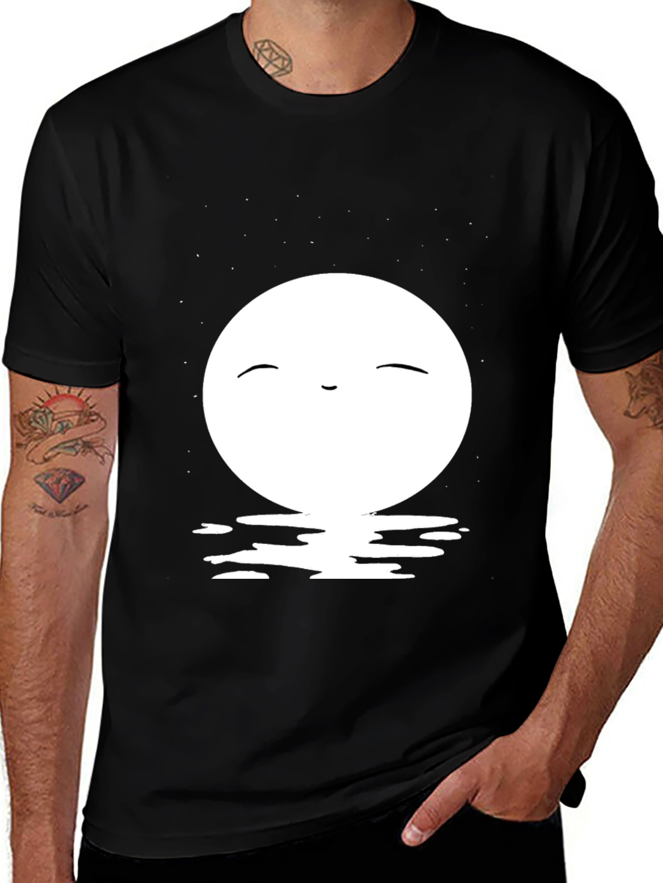 Black T-Shirt with Moon Design