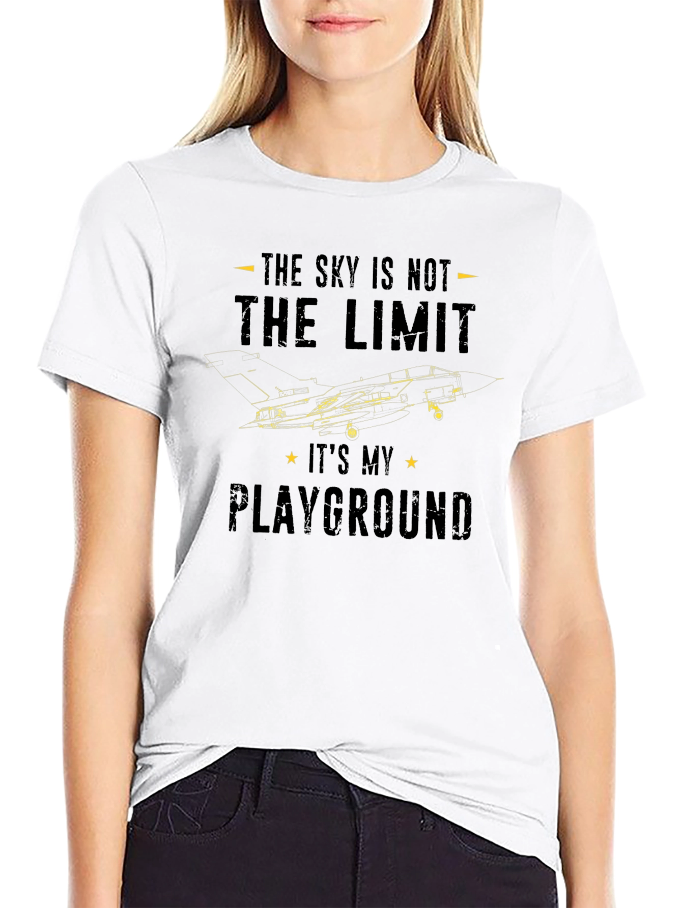Sky Is Not The Limit Jet Fighter Graphic T-Shirt