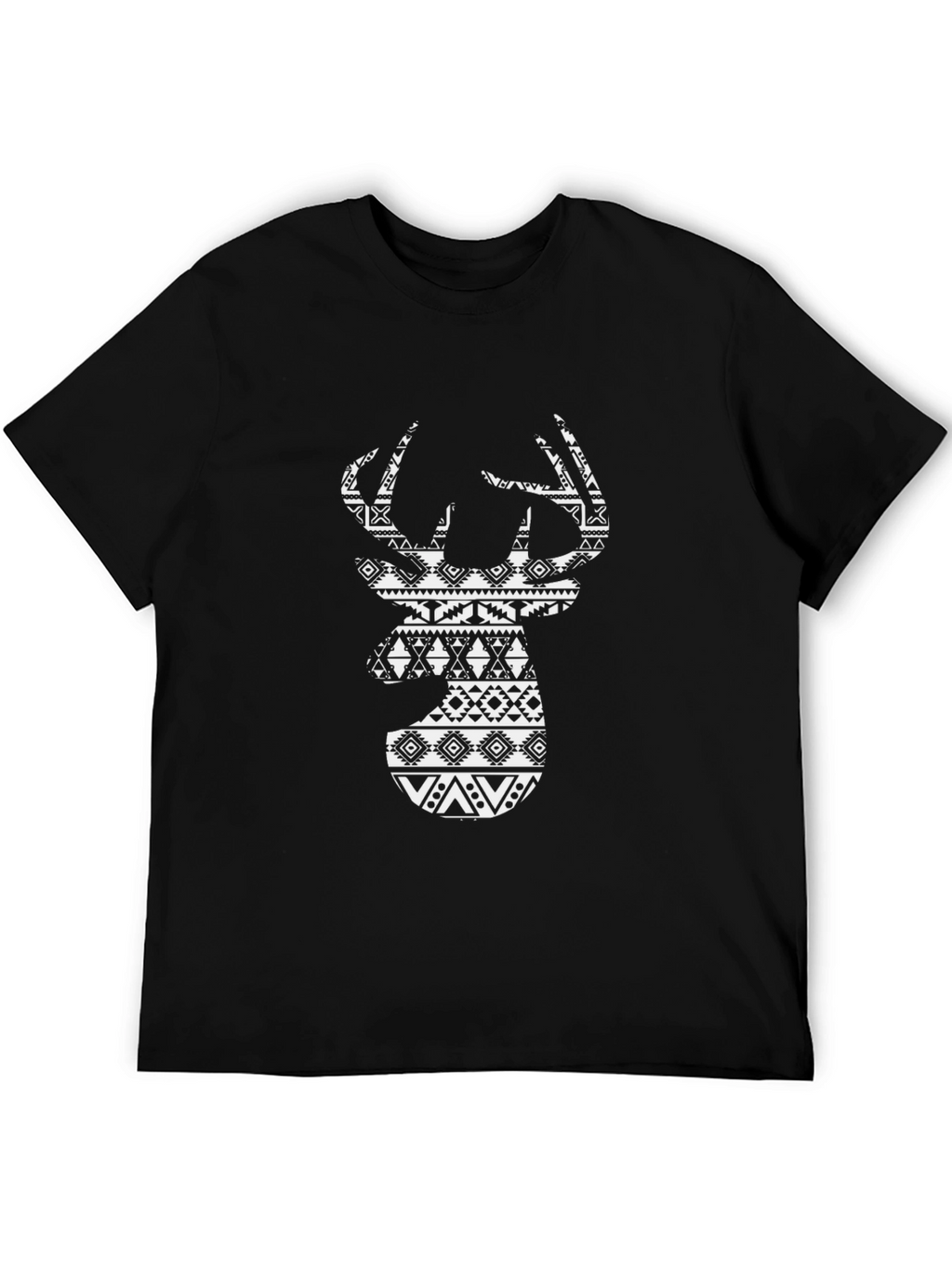 Tribal Deer Graphic Black T-Shirt