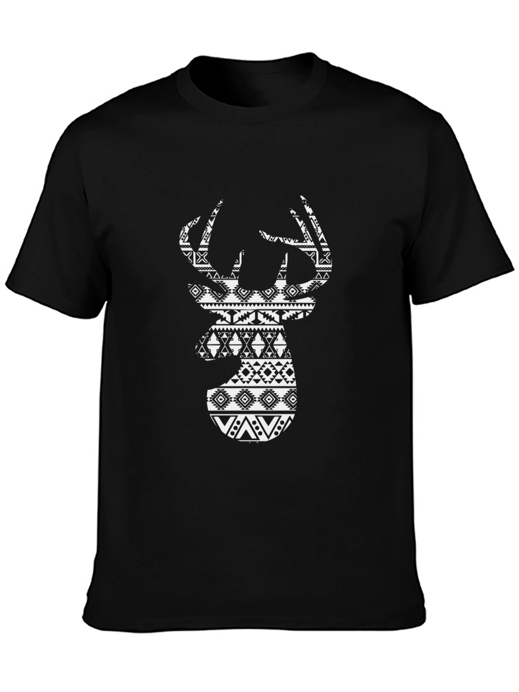 Tribal Deer Graphic Black T-Shirt