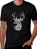 Tribal Deer Graphic Black T-Shirt