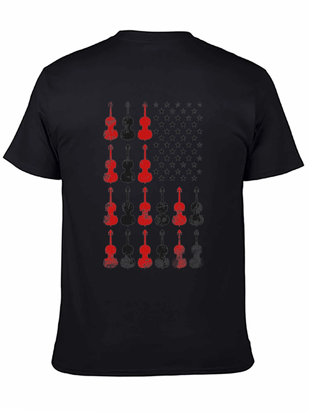 Red Violin Graphic Black T-Shirt