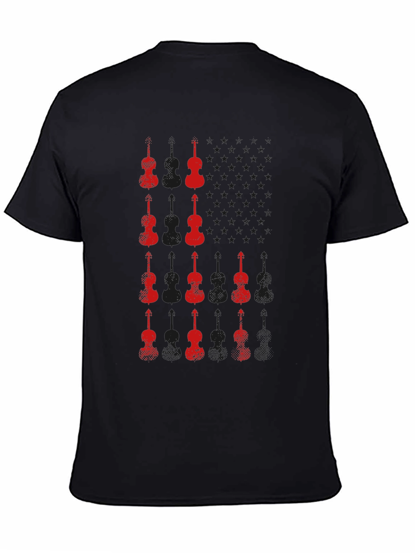 Red Violin Graphic Black T-Shirt