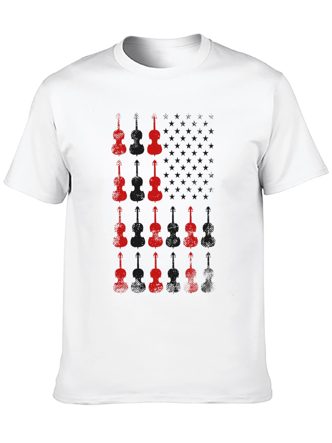 Red Violin Graphic Black T-Shirt
