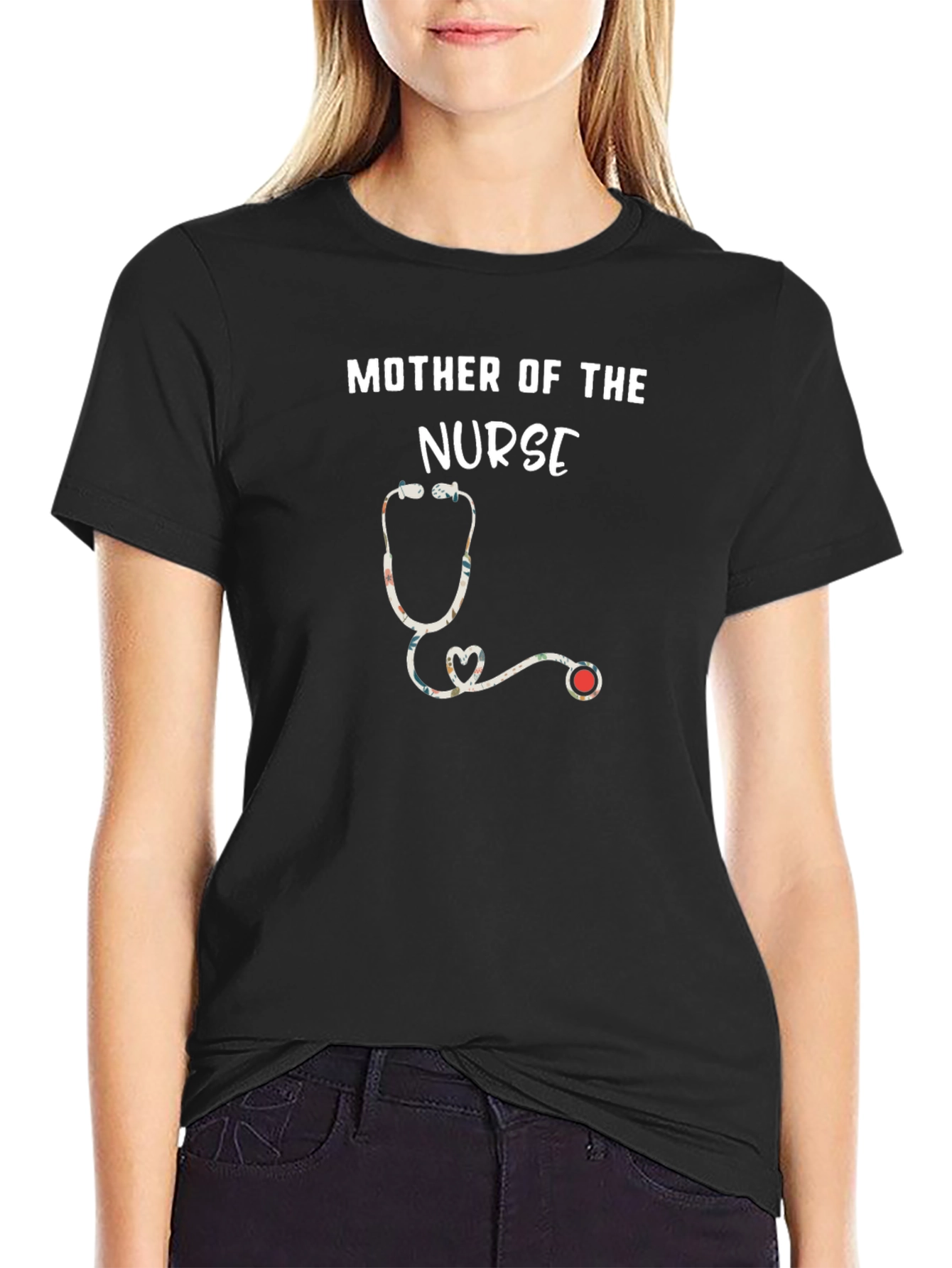 Mother of the Nurse T-Shirt - Floral Stethoscope