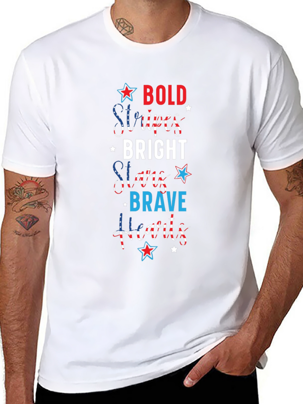 Bold Stripes Bright Stars T-Shirt Patriotic Fourth Of July