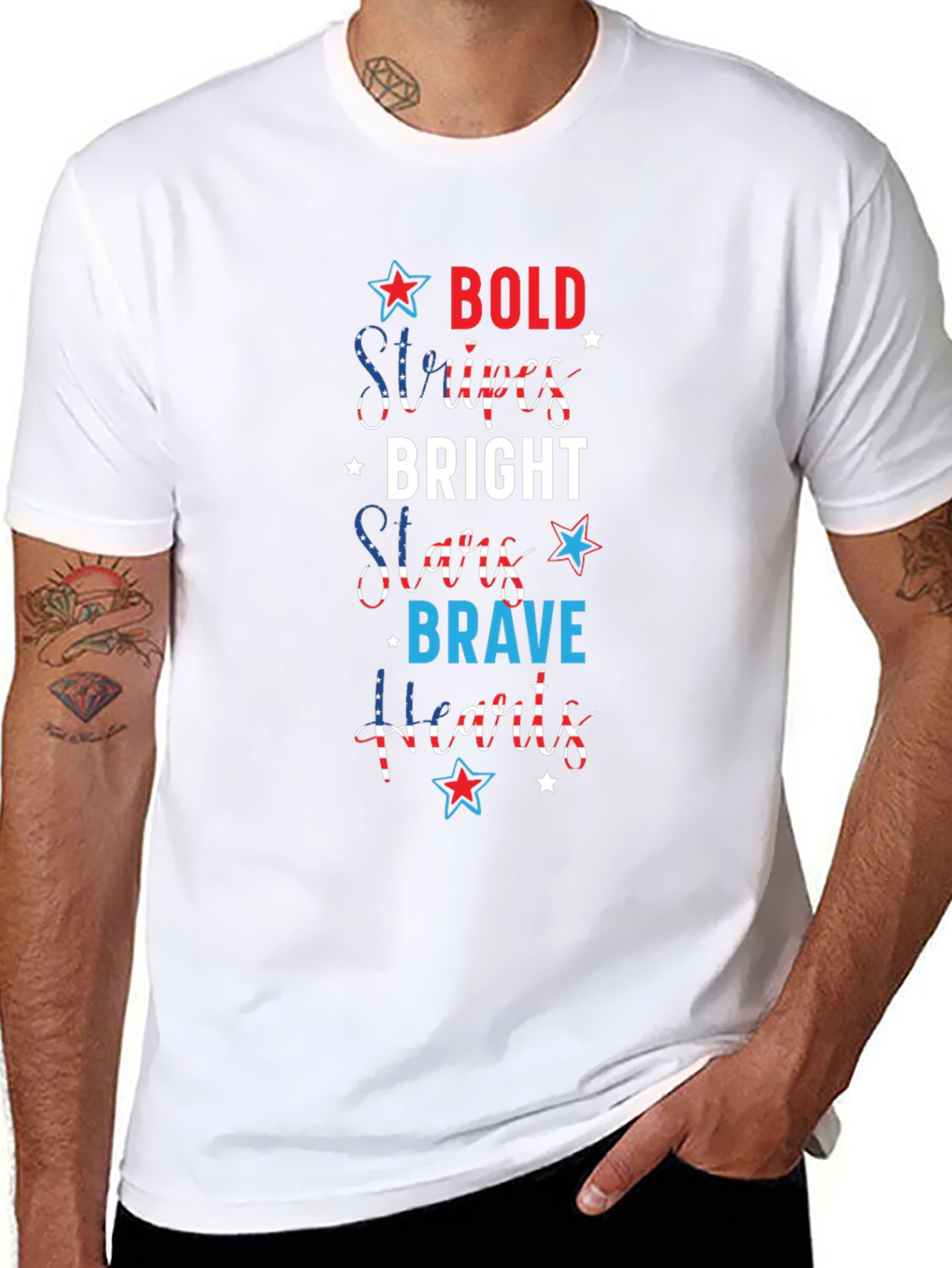 Bold Stripes Bright Stars T-Shirt Patriotic Fourth Of July