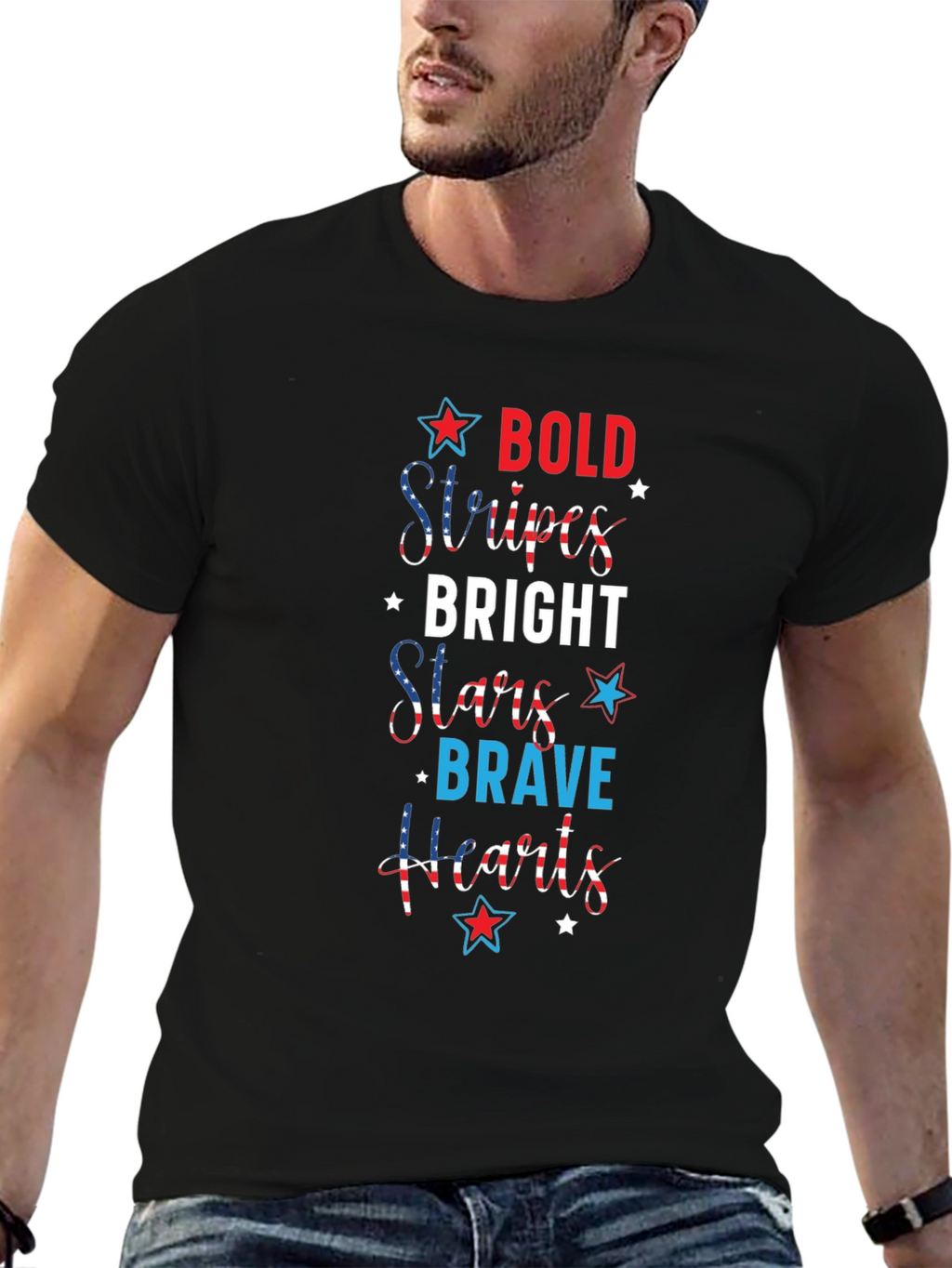 Bold Stripes Bright Stars T-Shirt Patriotic Fourth Of July