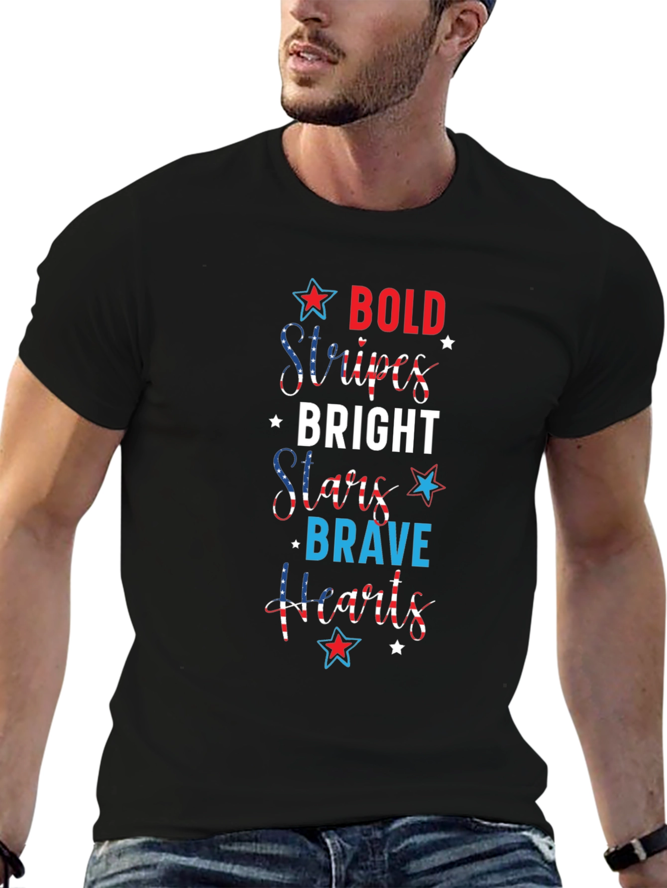 Bold Stripes Bright Stars T-Shirt Patriotic Fourth Of July