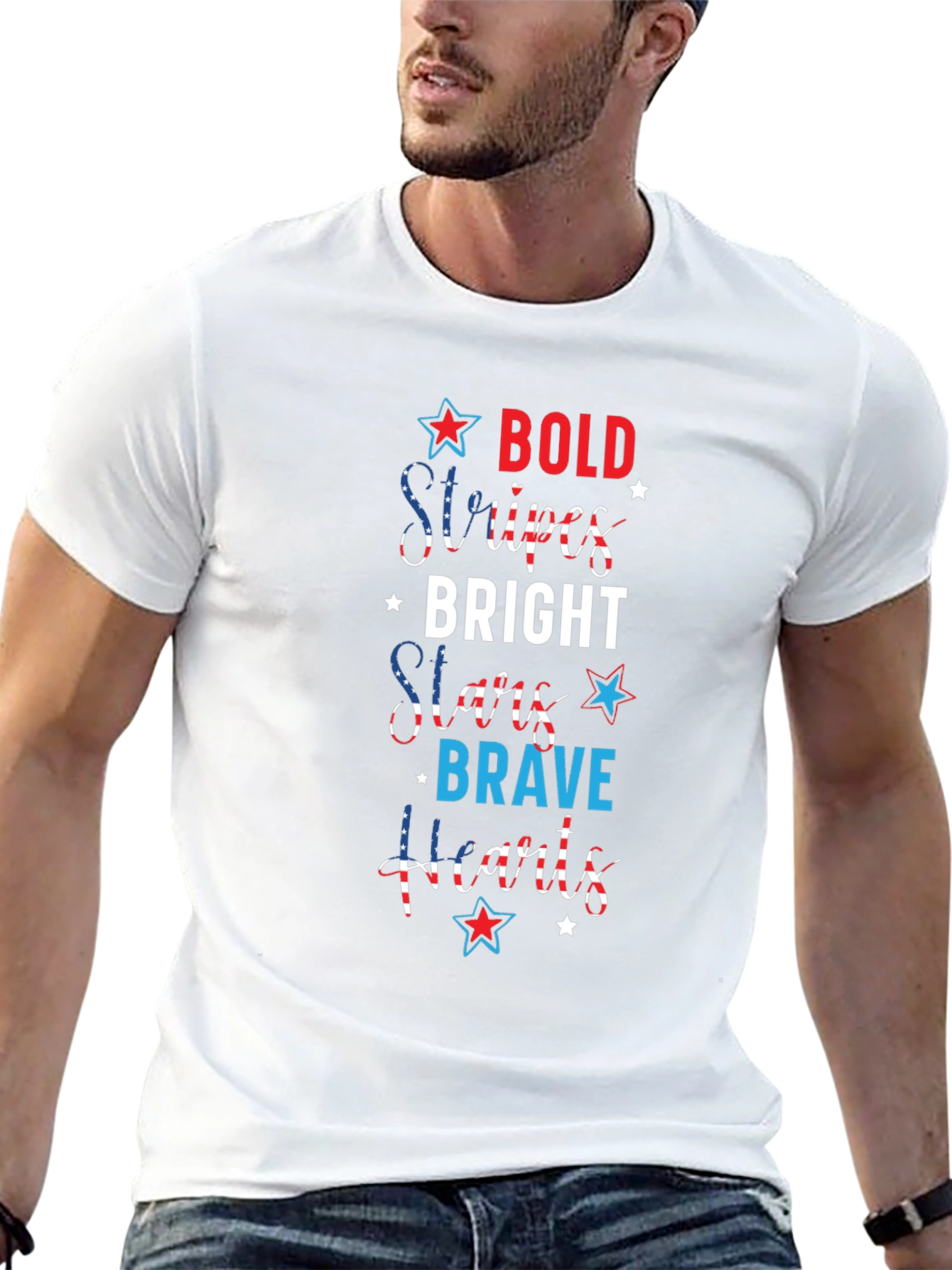 Bold Stripes Bright Stars T-Shirt Patriotic Fourth Of July