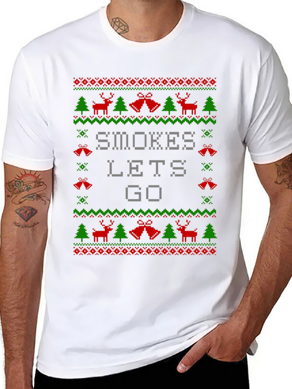 Smokes Lets Go Ugly Christmas Sweater T-Shirt