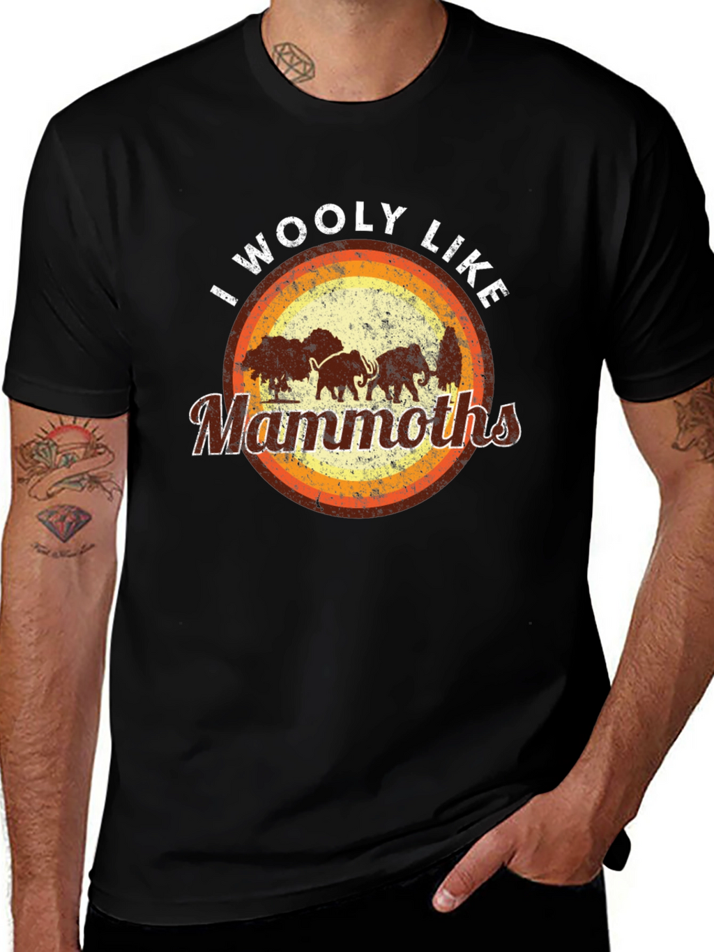 I Woolly Like Mammoths Black T-Shirt