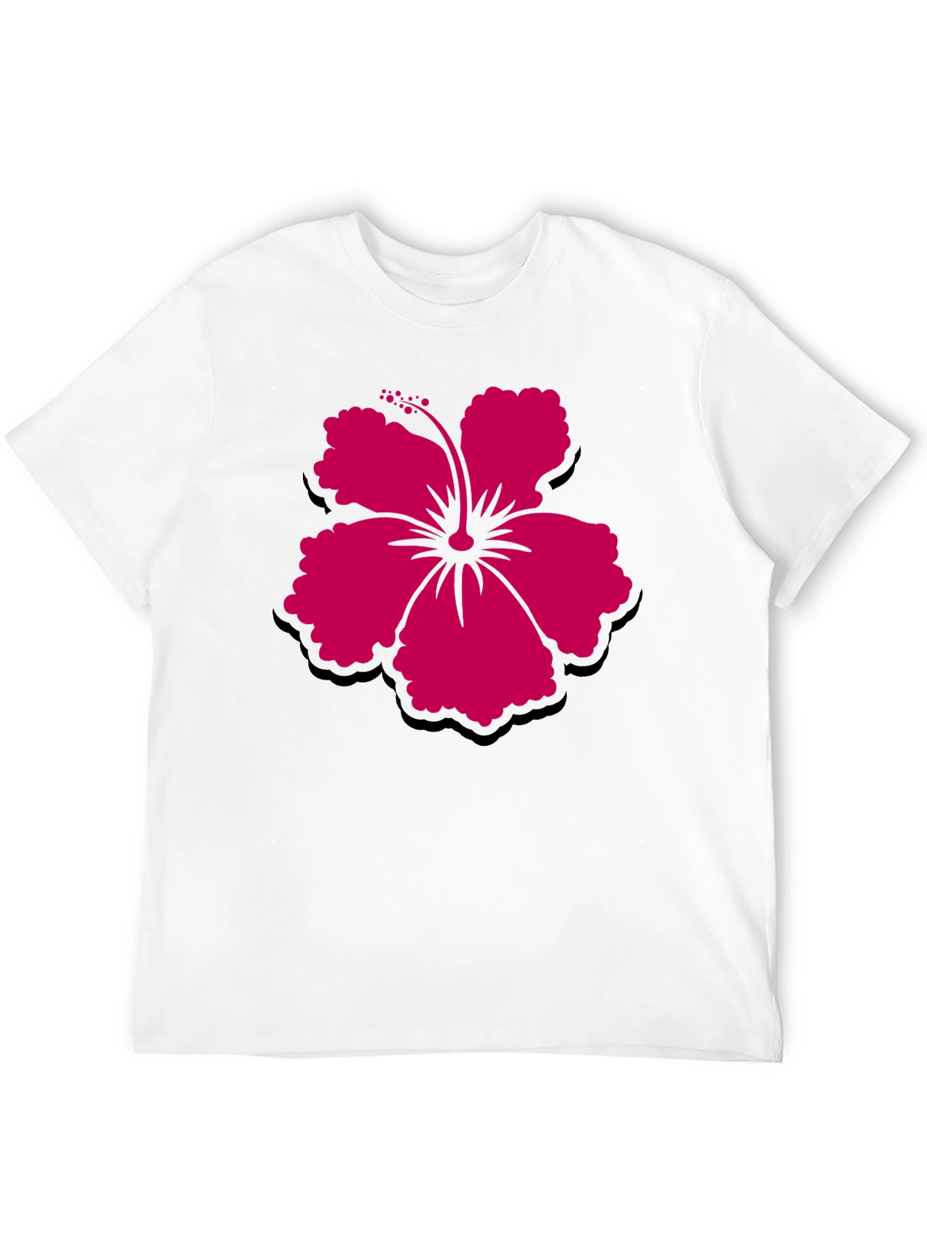Hibiscus Flower Graphic Tee - Casual Black T-Shirt