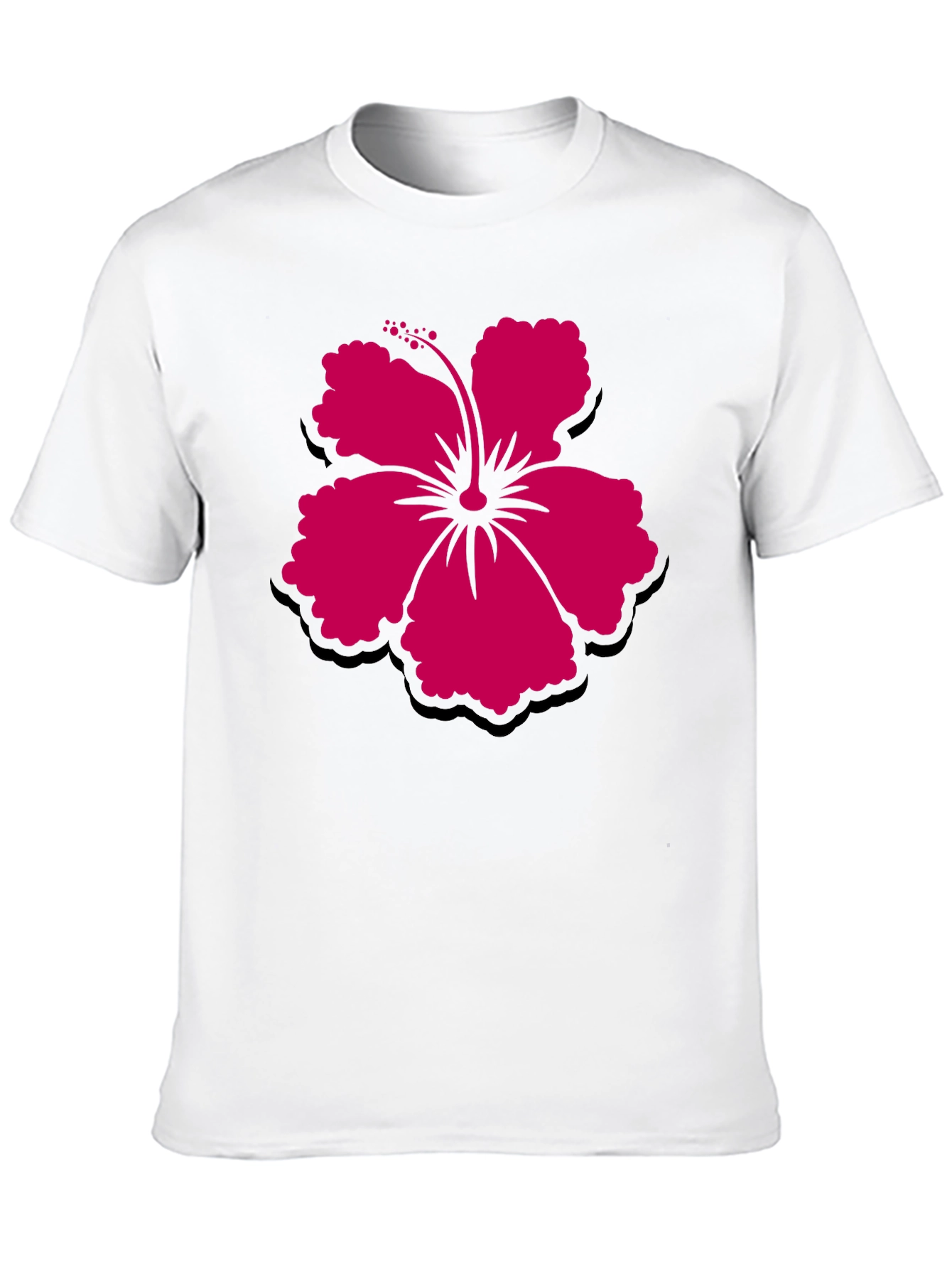 Hibiscus Flower Graphic Tee - Casual Black T-Shirt