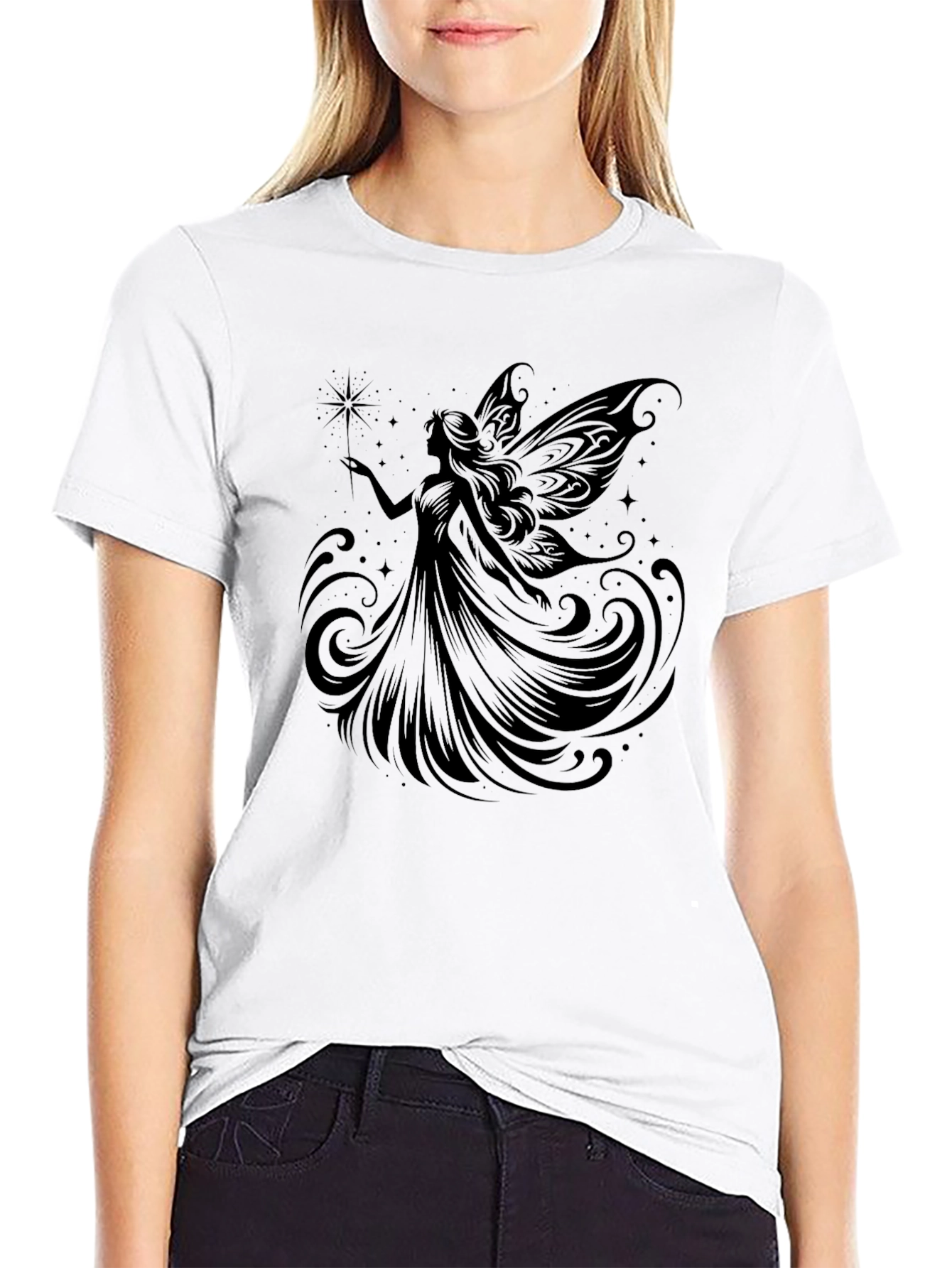 Enchanted Fairy Graphic Tee - Black