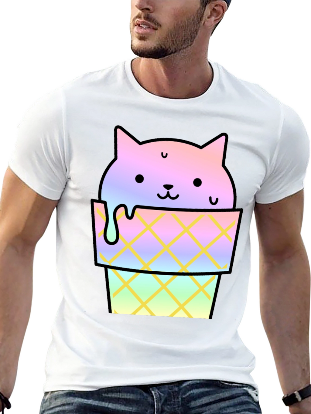 Cute Cat Ice Cream Graphic Tee