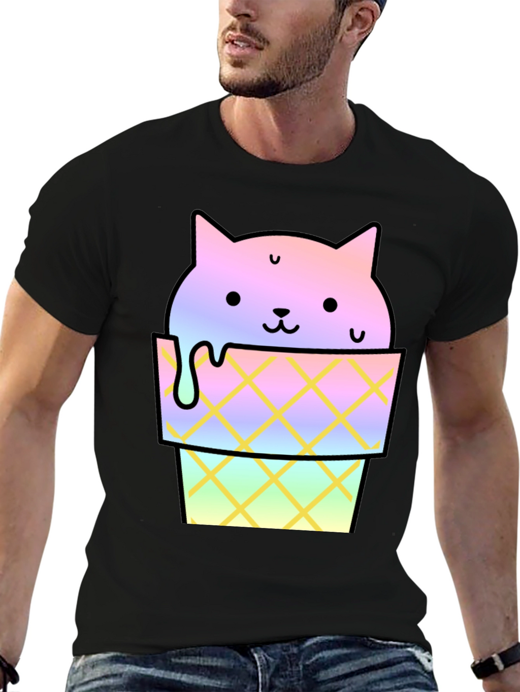 Cute Cat Ice Cream Graphic Tee