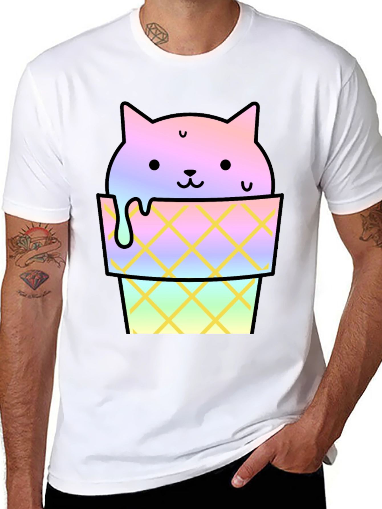 Cute Cat Ice Cream Graphic Tee