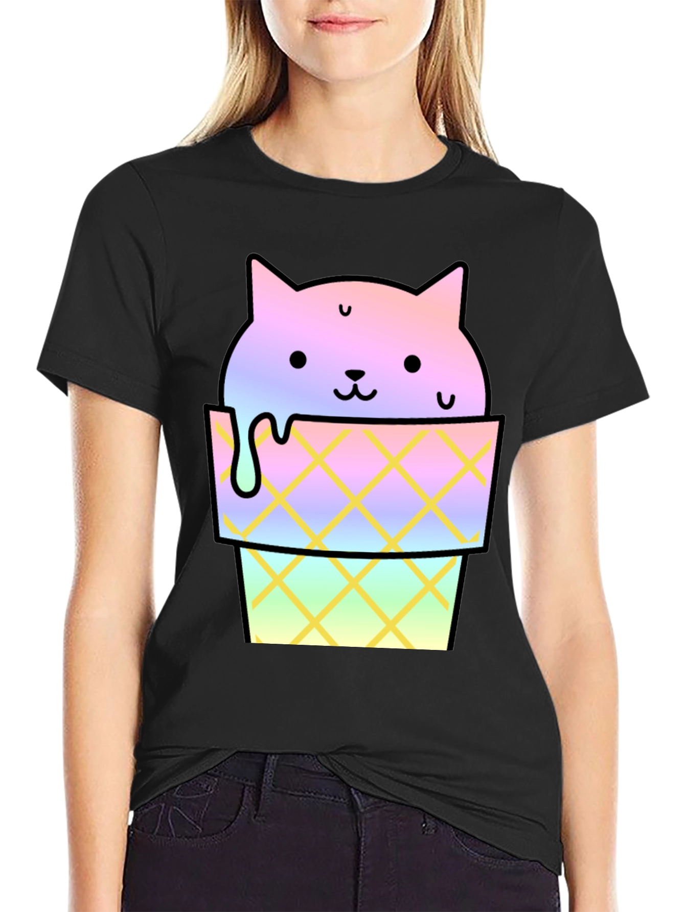 Cute Cat Ice Cream Graphic Tee