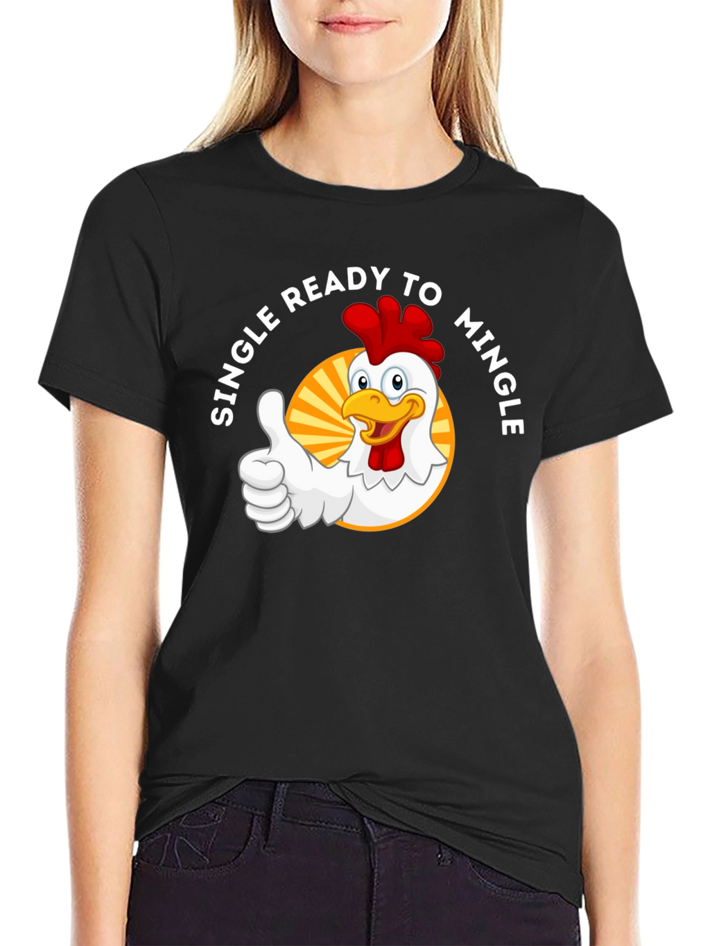 Single Ready to Mingle Chicken Graphic T-Shirt