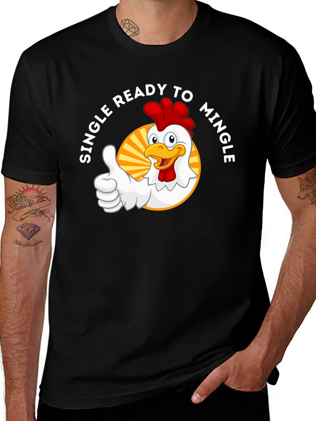 Single Ready to Mingle Chicken Graphic T-Shirt