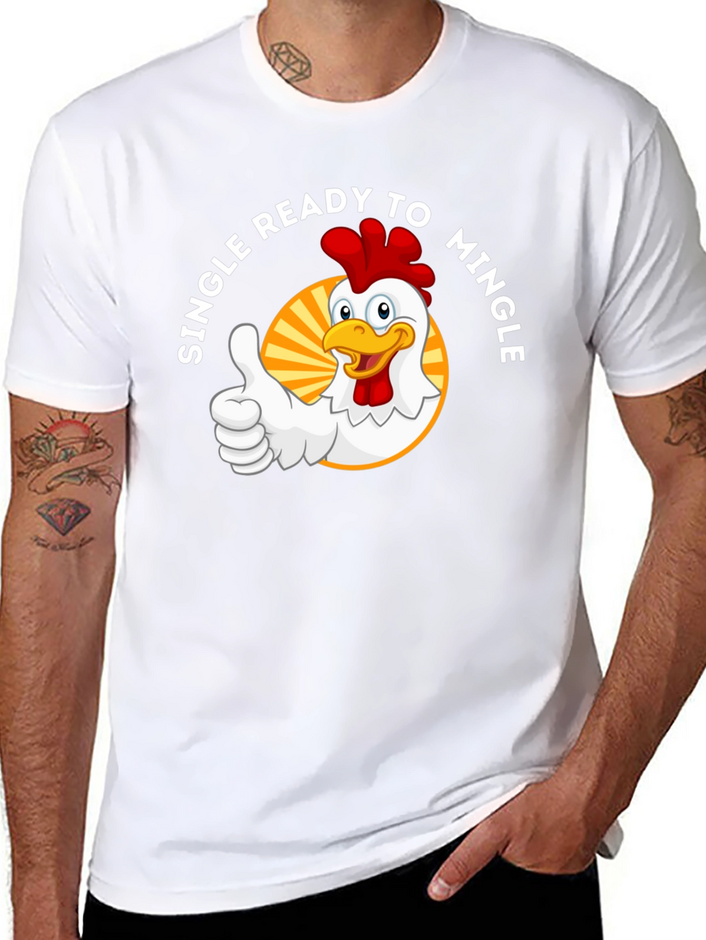 Single Ready to Mingle Chicken Graphic T-Shirt