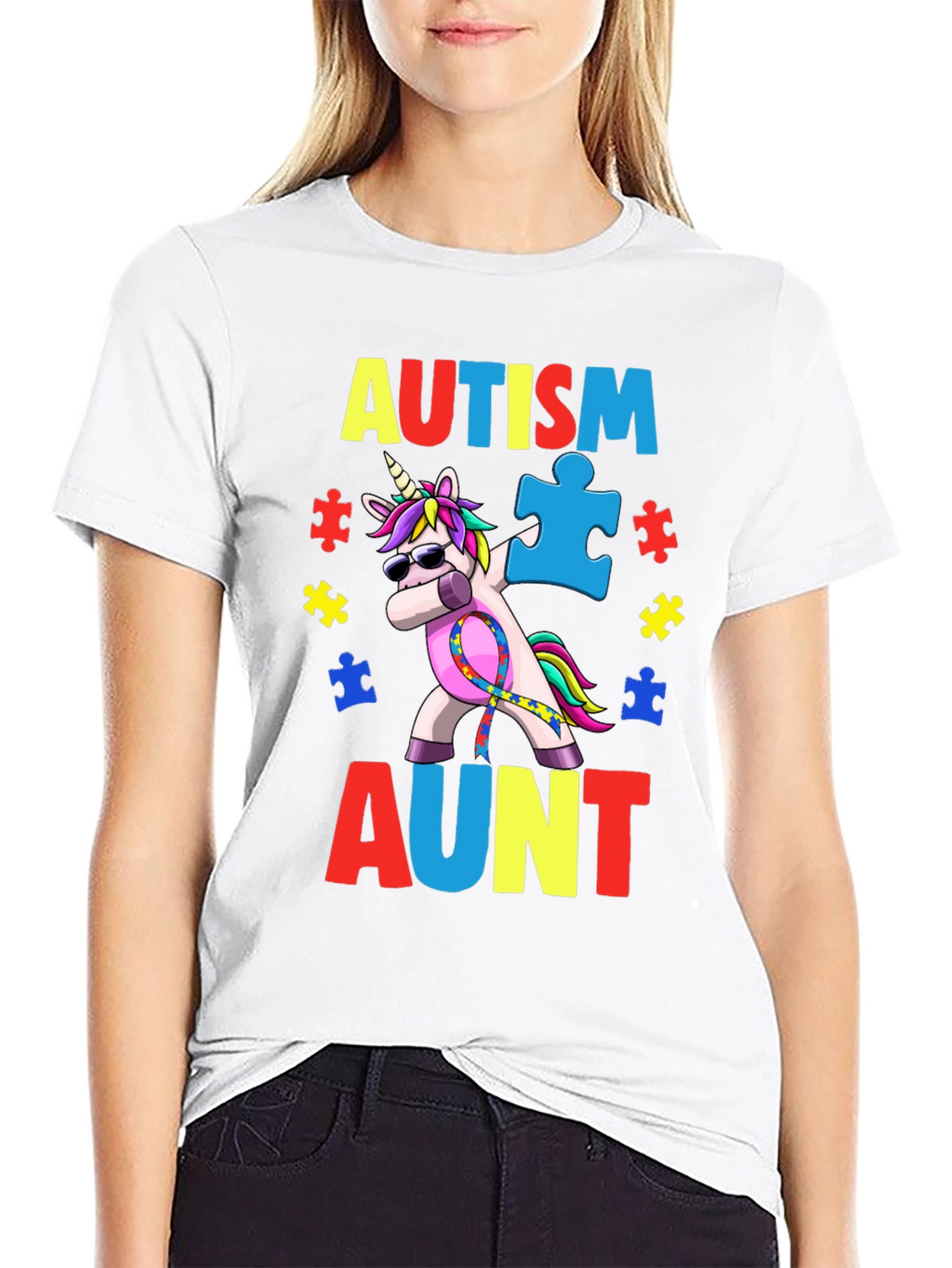Autism Aunt Unicorn Awareness T-Shirt