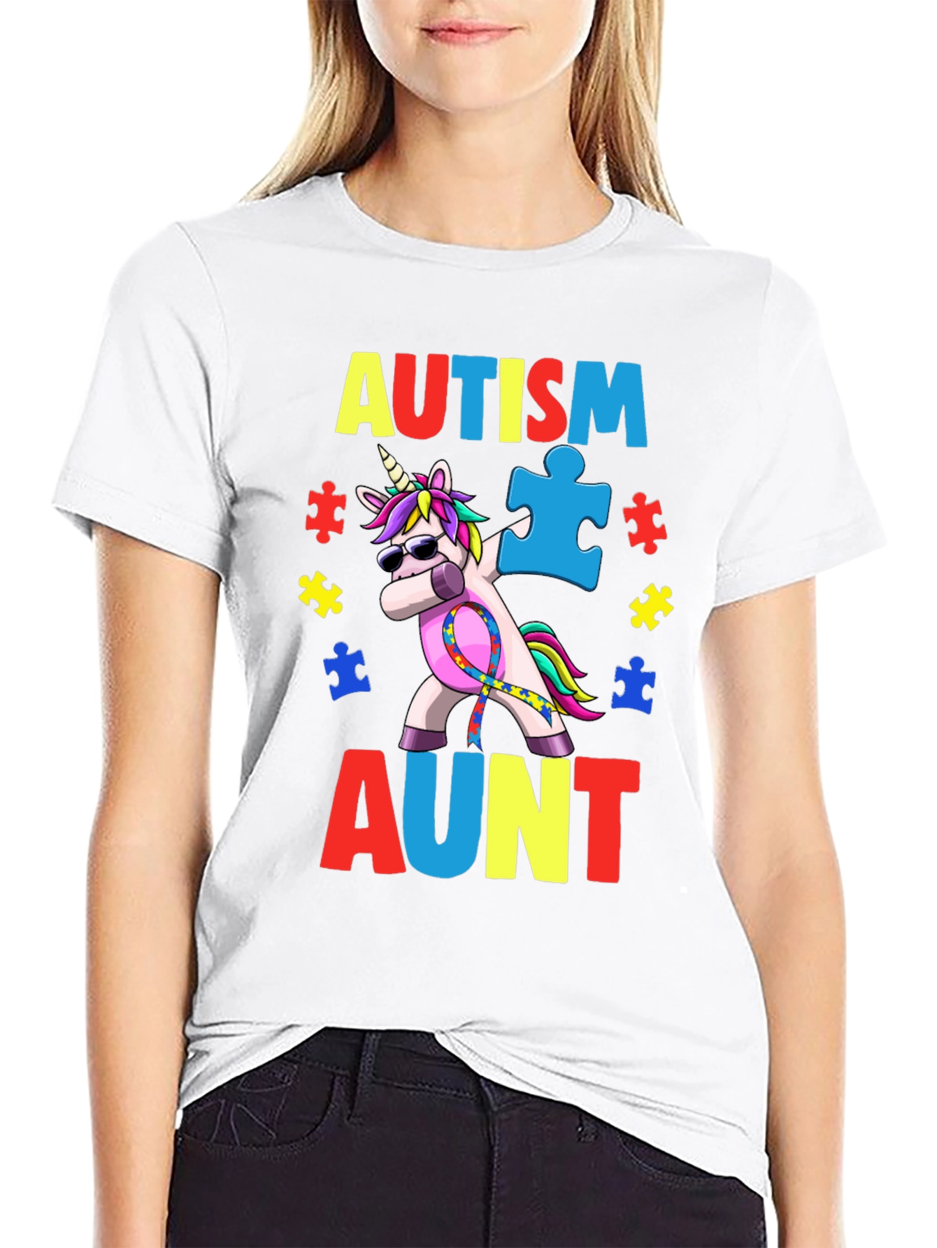 Autism Aunt Unicorn Awareness T-Shirt