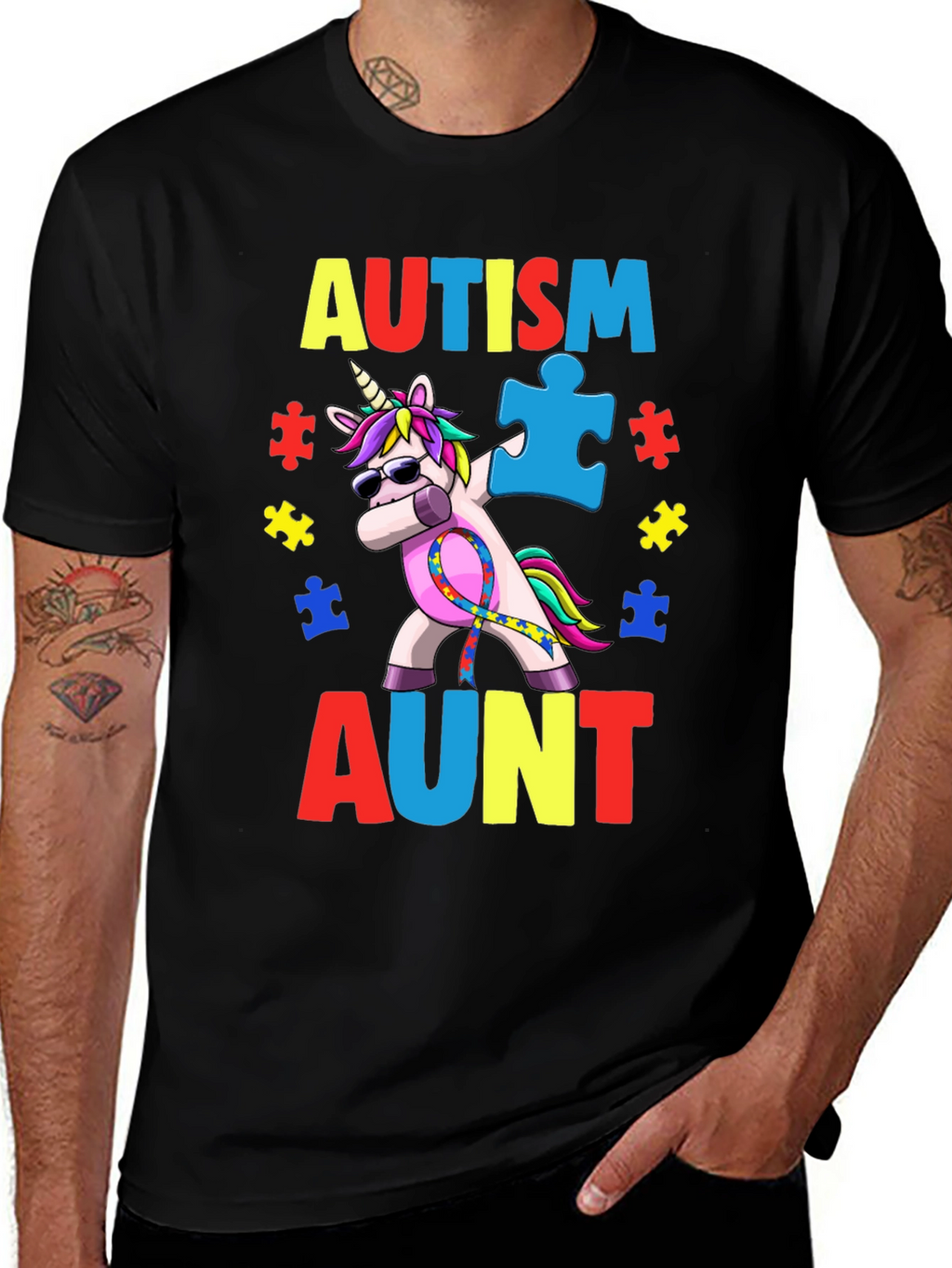 Autism Aunt Unicorn Awareness T-Shirt