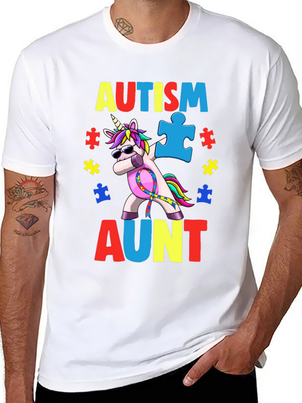Autism Aunt Unicorn Awareness T-Shirt