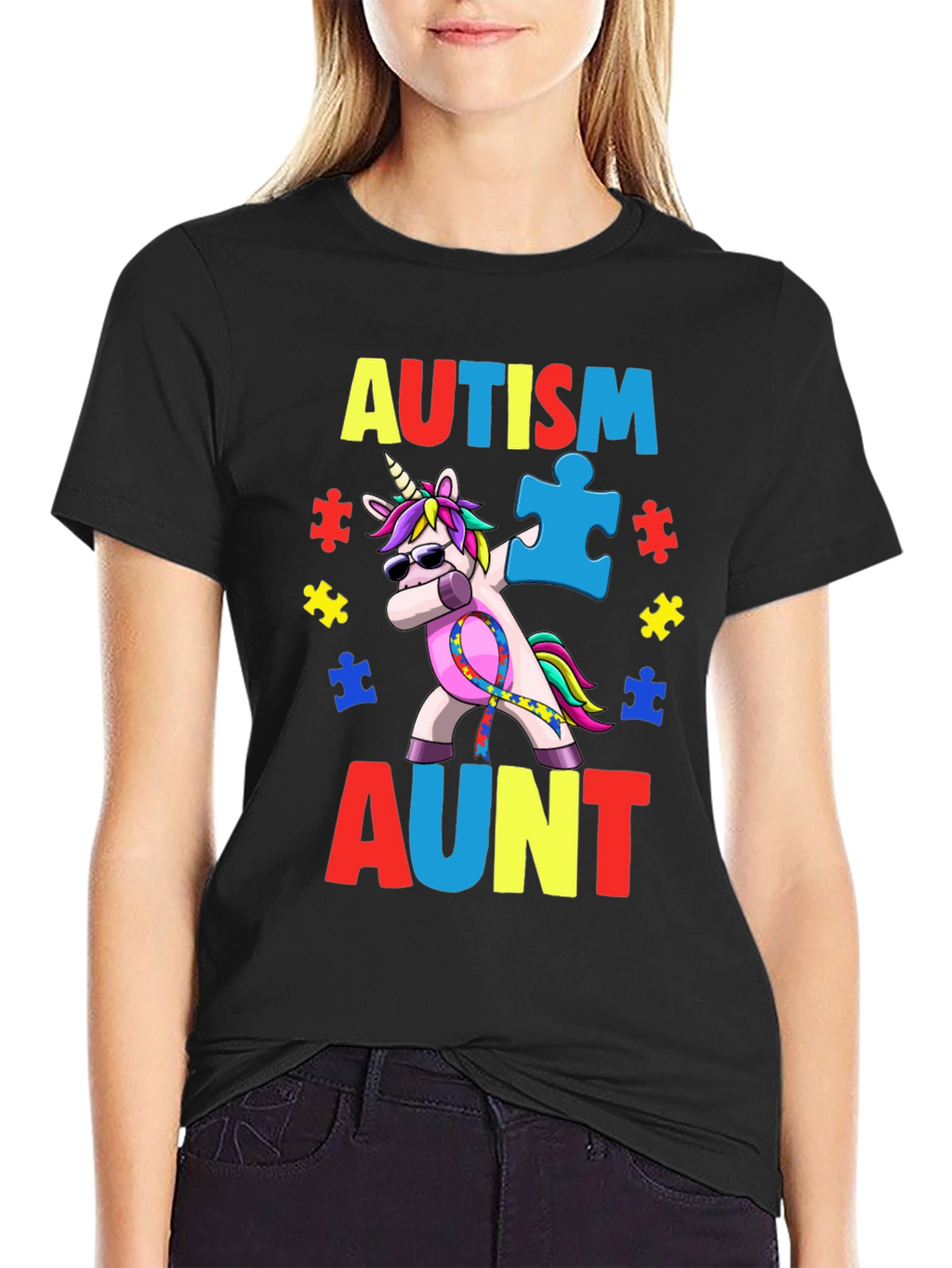 Autism Aunt Unicorn Awareness T-Shirt