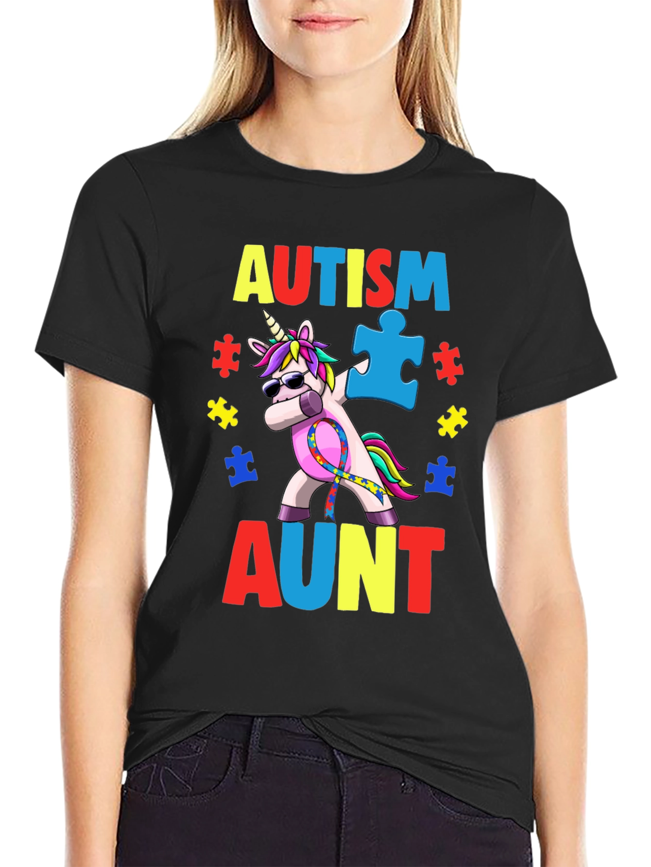 Autism Aunt Unicorn Awareness T-Shirt