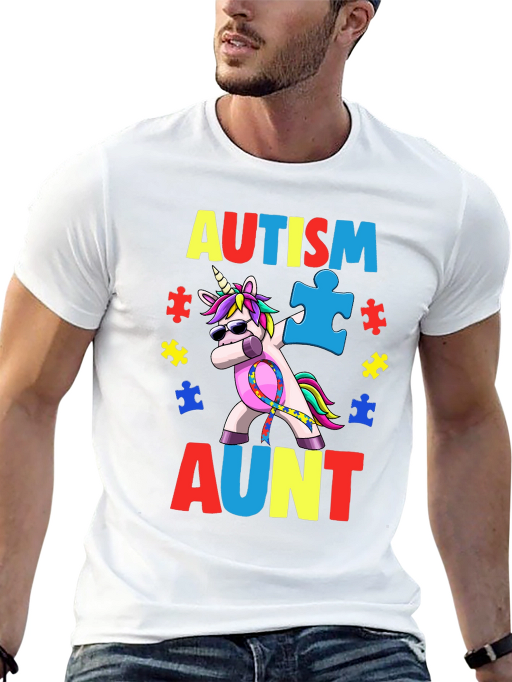 Autism Aunt Unicorn Awareness T-Shirt