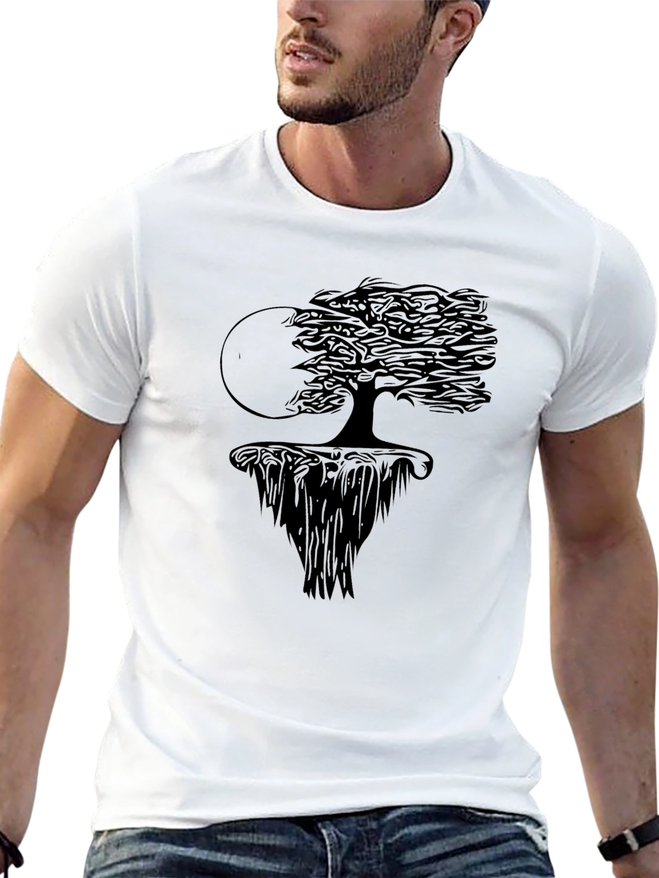 Mens Black Graphic Tree T-Shirt