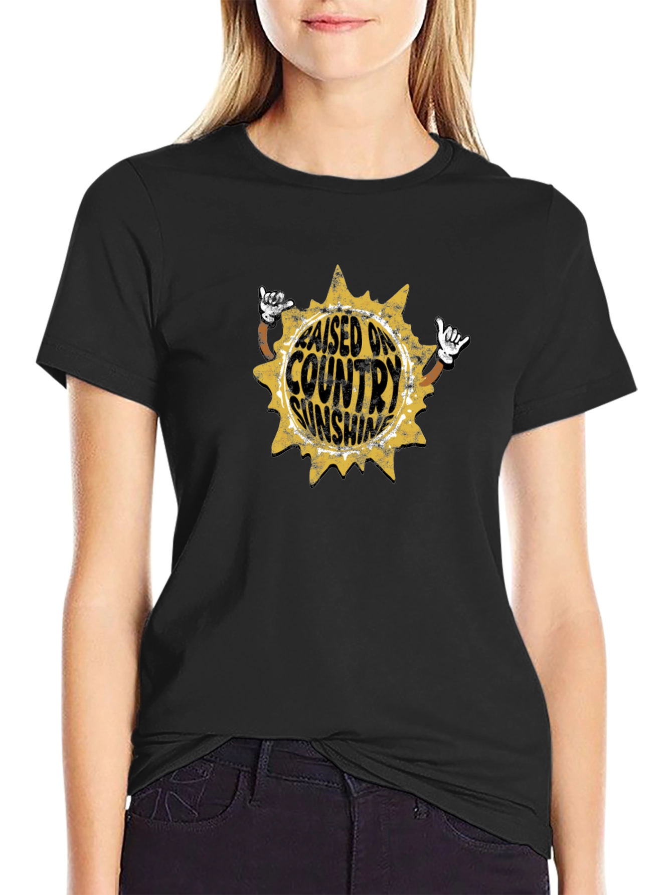 Raised on Country Sunshine Black Tee